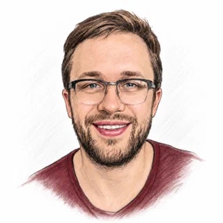 Illustrated portrait of Florian Dold